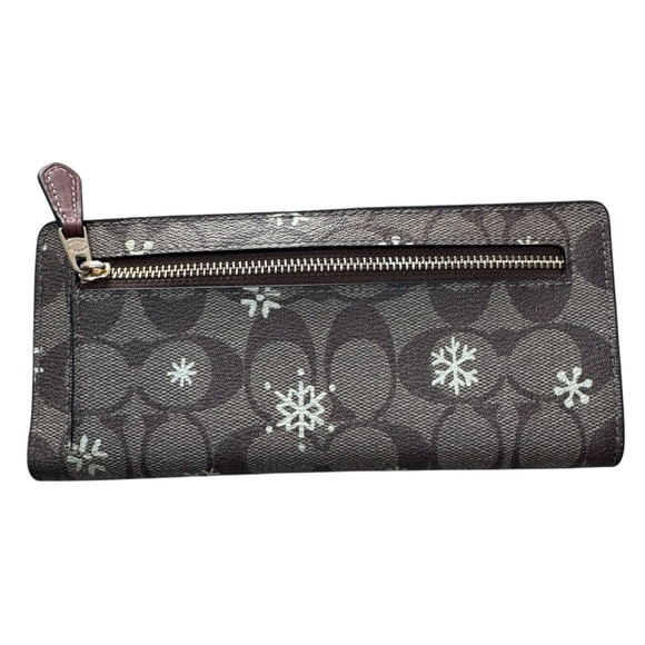 Coach Slim Signature Canvas Wallet With Snowflake Print - Picture 3 of 8